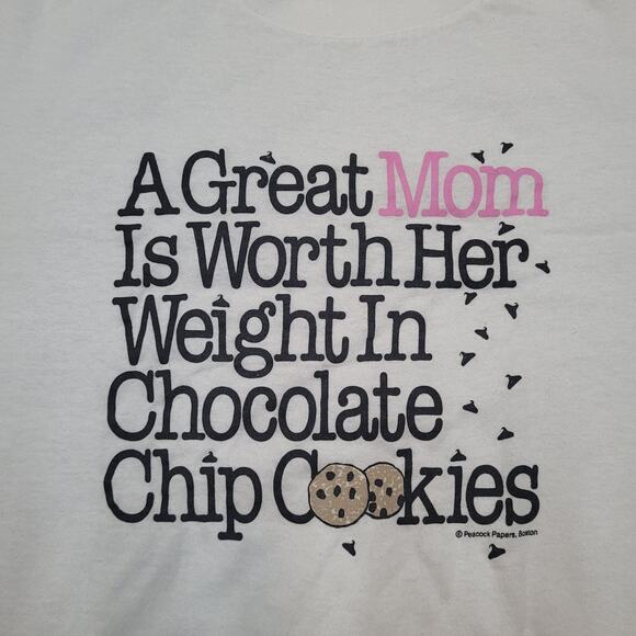 VTG 80s Funny Great Mom T-Shirt Chocolate Chip Cookies Womens Medium - Picture 2 of 6